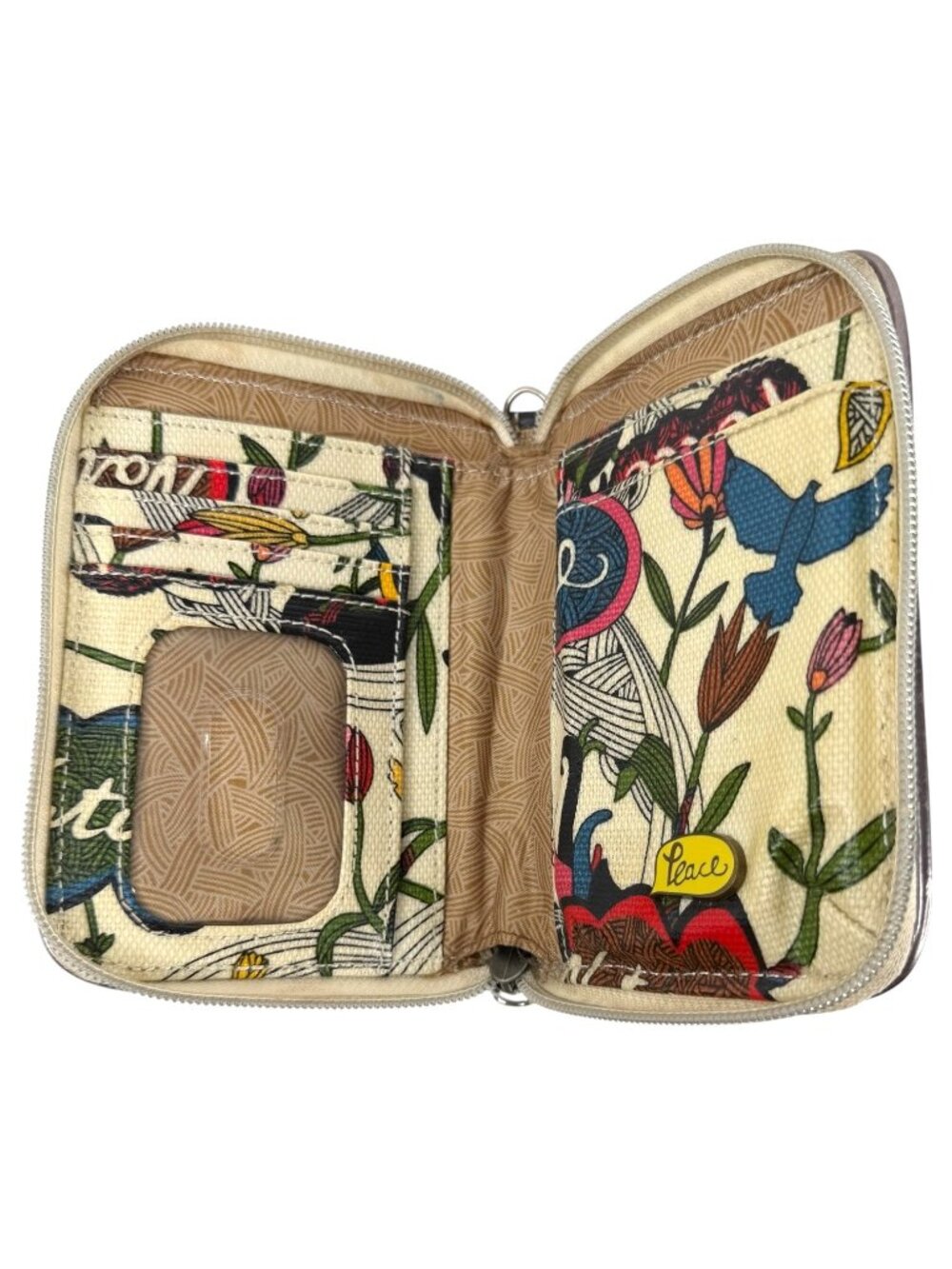Sakroots Peace Birds Wallet Coated Canvas Zip Around Card Slots & ID Window Sak - Picture 4 of 10